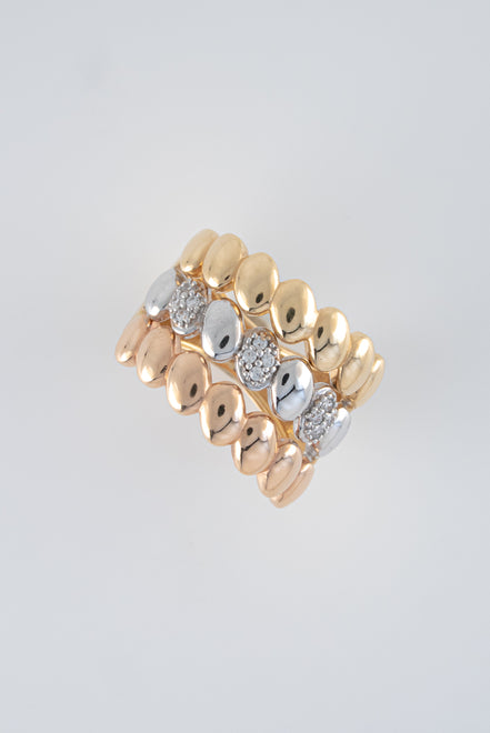 Anillo Tres Oros (Amarillo- Rosado- Blanco) 18k Circones /NA48/ T: 6.5 / P: 9,2 gr