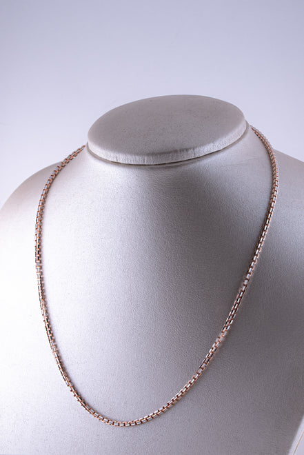 Cadena Veneciana Bicolor Diamantada ( Oro Blanco - Rosado ) 18k / ITA102 / 50 cms / P: 22,9 gr