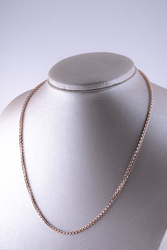 Cadena Veneciana Bicolor Diamantada ( Oro Blanco - Rosado ) 18k / ITA102 / 50 cms / P: 22,9 gr