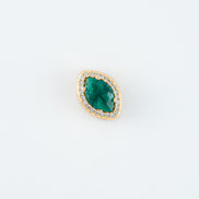 Dije Esmeralda Ovalada y Diamantes Oro Amarillo 18k / DED54 / E:0.60 quilates D:0,07 quilates / M: 1 cms x 8 mm