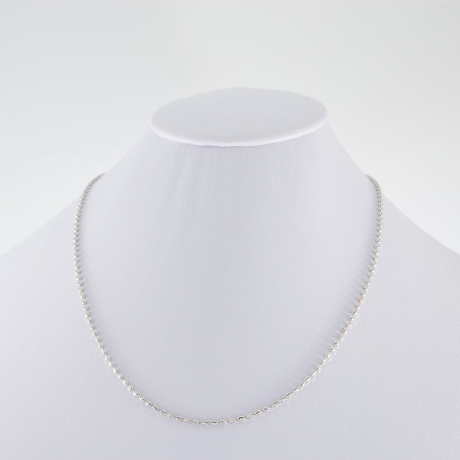 Cadena Militar Ovalada Diamantada Oro Blanco 18k / ITA220 / 40 CMS / M: 2mm / P: 6 gr
