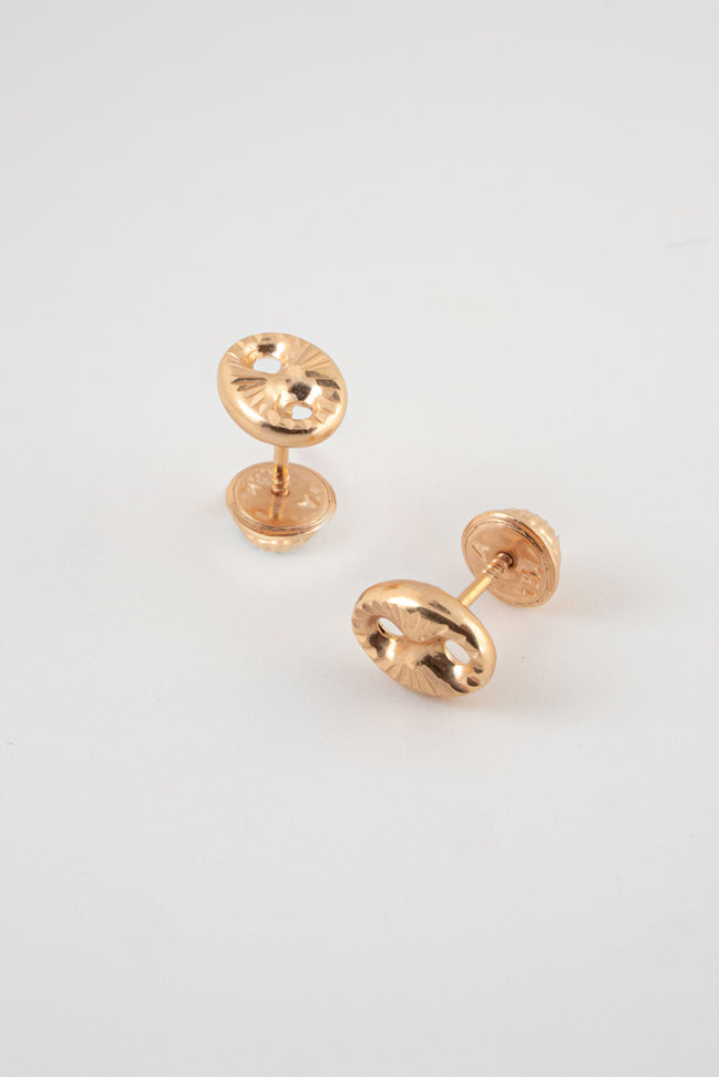 Topos GC Diamantado Oro Rosado 18k /NA09 / M: 8 mm x 6 mm / P: 0,8 gr