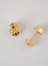 Topos Corona Circones Fucsia x Blancos Oro Amarillo 18k / NA09 / M: 6 mm x 5 mm / P: 0,8 gr
