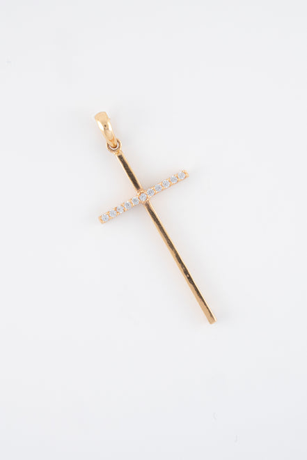 Dije Cruz Circones Blancos Oro Rosado 18k / NA102 / M: 4cms x 1.5 cms / P: 1,5 gr