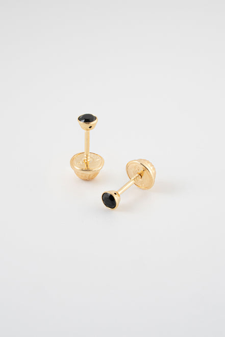 Topos Bisel Circon Negro Oro Amarillo 18k / NA15 / 3 mm x 3 mm  / P: 0,5 gr