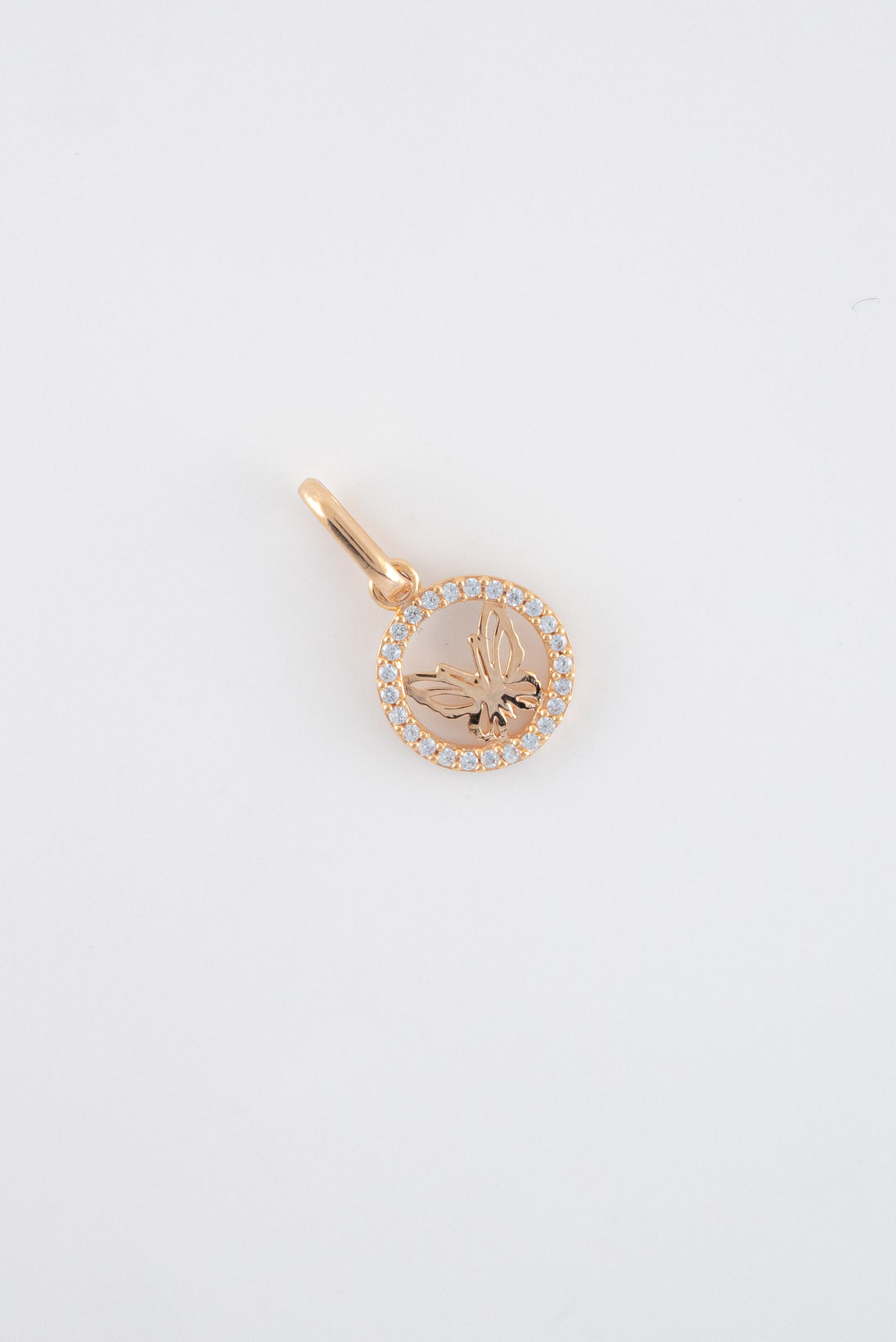 Dije Mariposa Circones Oro Rosado 18k /NA102 / M: 1,5 cms x 5 mm / P: 0,5 gr