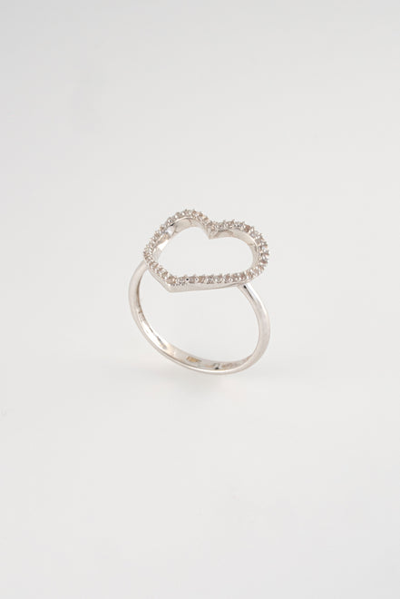 Anillo Corazon Oro Blanco 18k Circones / NA47 / T:6 / P: 2,1 gr