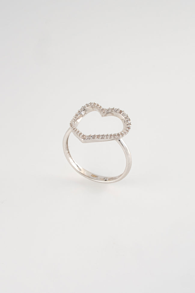 Anillo Corazon Oro Blanco 18k Circones / NA47 / T:6 / P: 2,1 gr