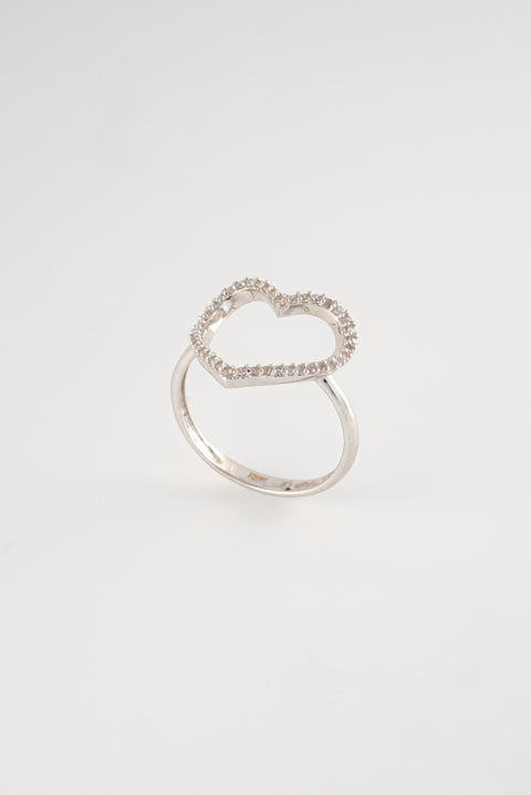 Anillo Corazon Oro Blanco 18k Circones / NA47 / T:6 / P: 2,1 gr