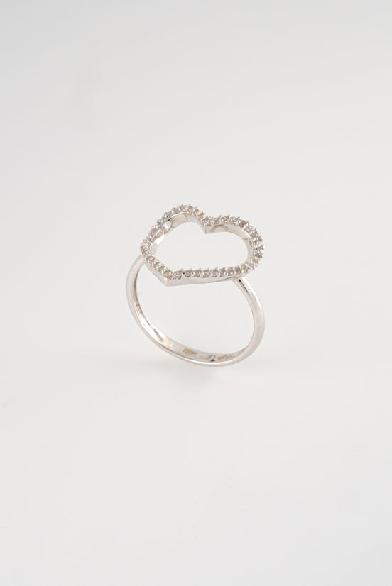 Anillo Corazon Oro Blanco 18k Circones / NA47 / T:6 / P: 2,1 gr
