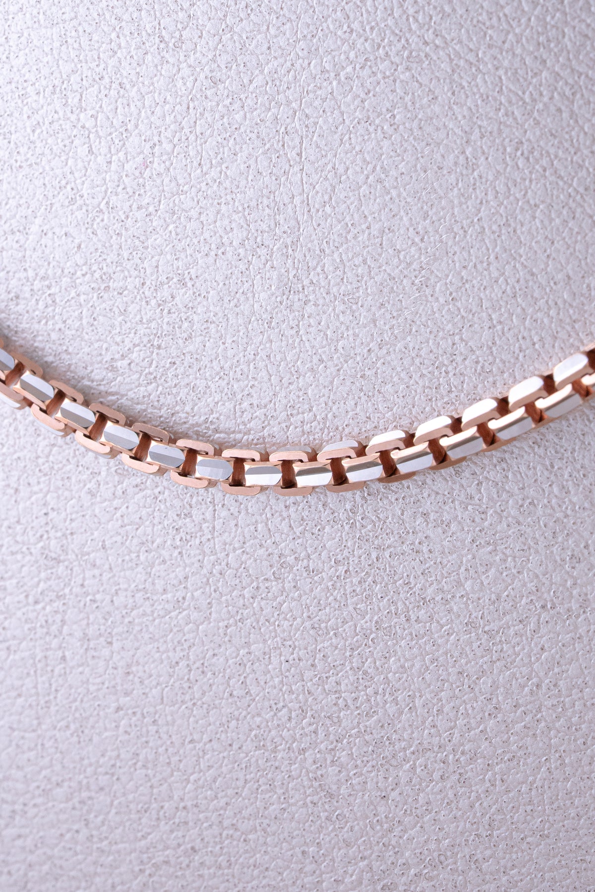 Cadena Veneciana Bicolor Diamantada ( Oro Blanco - Rosado ) 18k / ITA102 / 50 cms / P: 22,9 gr