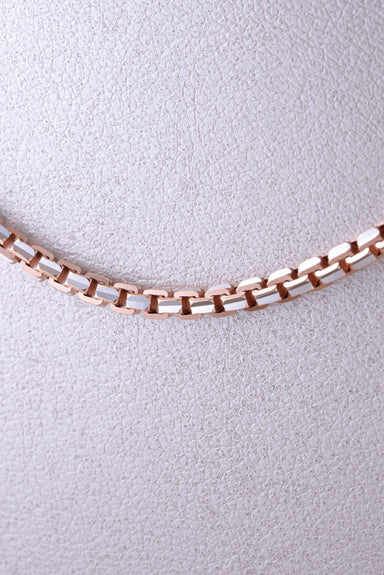 Cadena Veneciana Bicolor Diamantada ( Oro Blanco - Rosado ) 18k / ITA102 / 50 cms / P: 22,9 gr