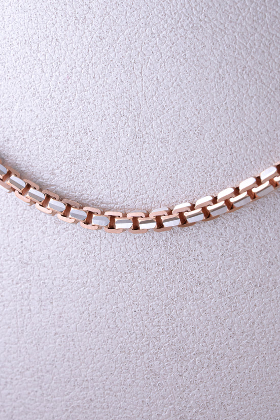 Cadena Veneciana Bicolor Diamantada ( Oro Blanco - Rosado ) 18k / ITA102 / 50 cms / P: 22,9 gr