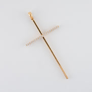 Dije Cruz Circones Blancos Oro Rosado 18k /NA102/ M: 5.5 cms x 2.6 cms / P: 2,5 gr