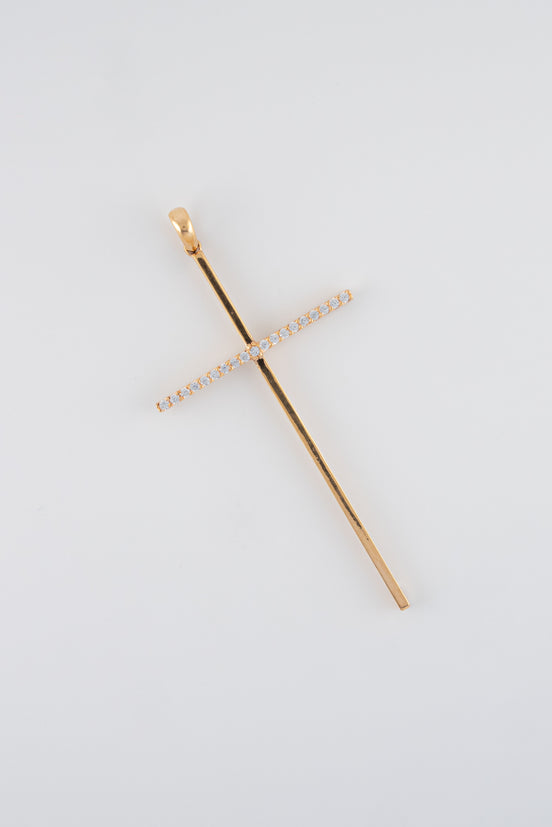 Dije Cruz Circones Blancos Oro Rosado 18k /NA102/ M: 5.5 cms x 2.6 cms / P: 2,5 gr