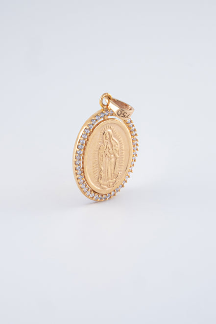 Dije Virgen Guadalupe Circones Oro Rosado 18k / NA102 / M: 2,6 cms x 1,6 cms / P: 3,3 gr