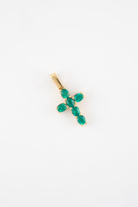 Dije Cruz Esmeraldas Oro Amarillo 18k / DE65 / M: 2,2 cms x 1,1 cms