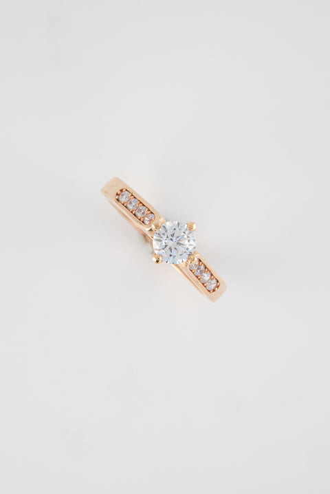 Anillo Compromiso Oro Rosado 18k Circones / NA64 / T: 6 / P: 2,8 gr