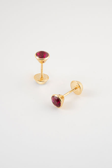 Topos Bisel Circon Fucsia Oro Amarillo 18k / NA158 / M: 5mm - P: 0,7 gr