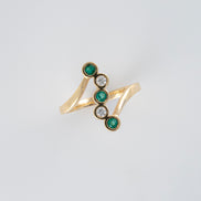 Anillo Esmeralda y Diamantes Oro Amarillo 18k /AED37/ T: 6 / E:0.13 quilates - D:0.07 quilates