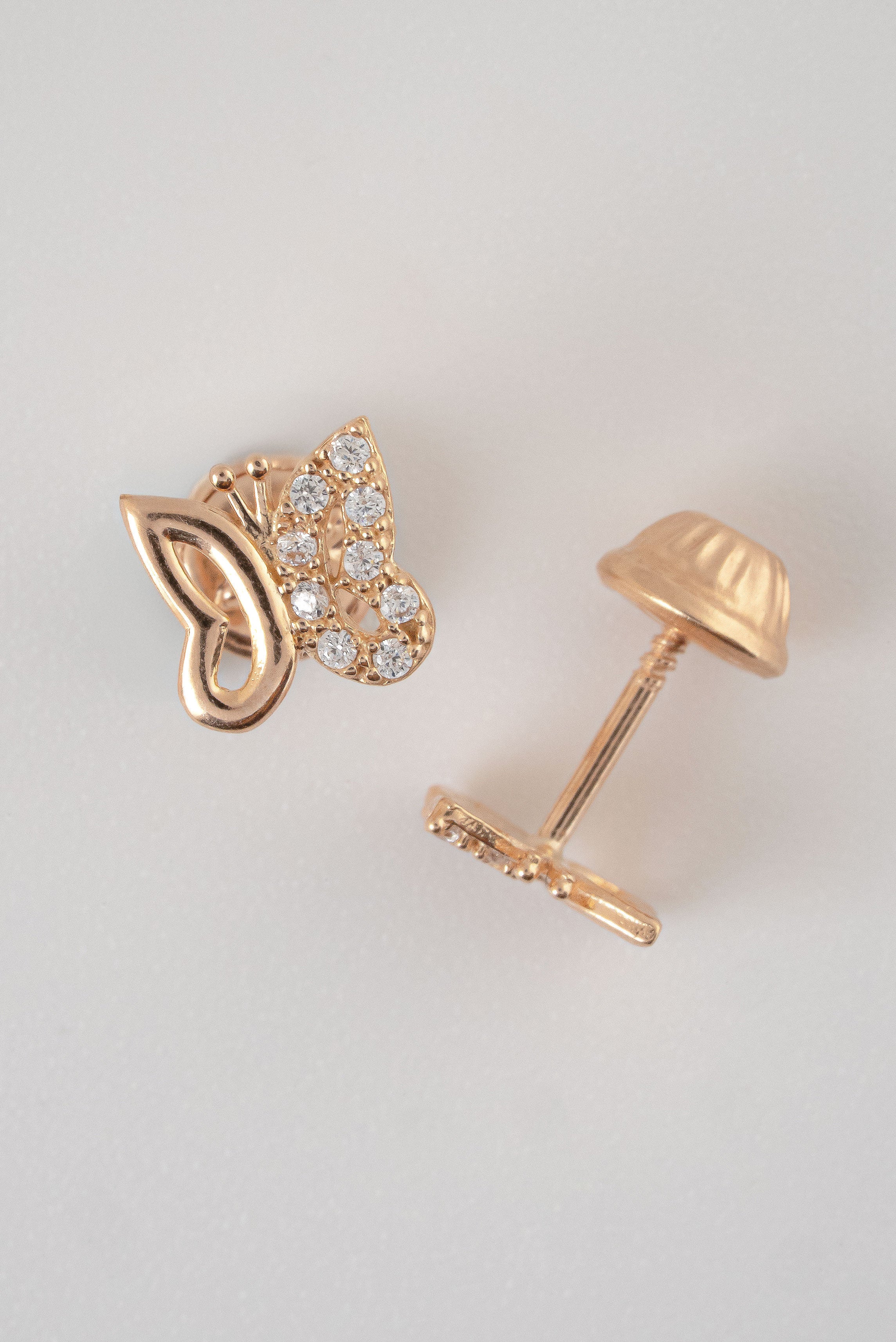 Topos Mariposa Circones Oro Rosado 18k /NA09 / M: 7 mm x 7 mm / P: 0,9 gr