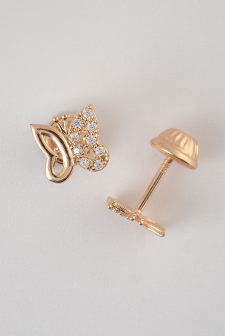 Topos Mariposa Circones Oro Rosado 18k /NA09 / M: 7 mm x 7 mm / P: 0,9 gr