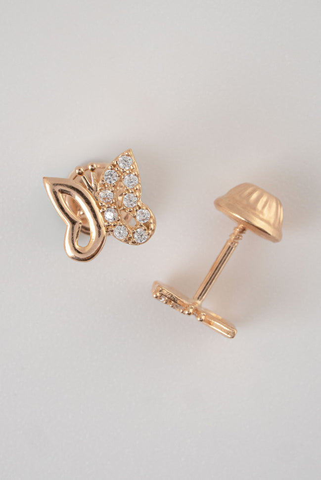 Topos Mariposa Circones Oro Rosado 18k /NA09 / M: 7 mm x 7 mm / P: 0,9 gr