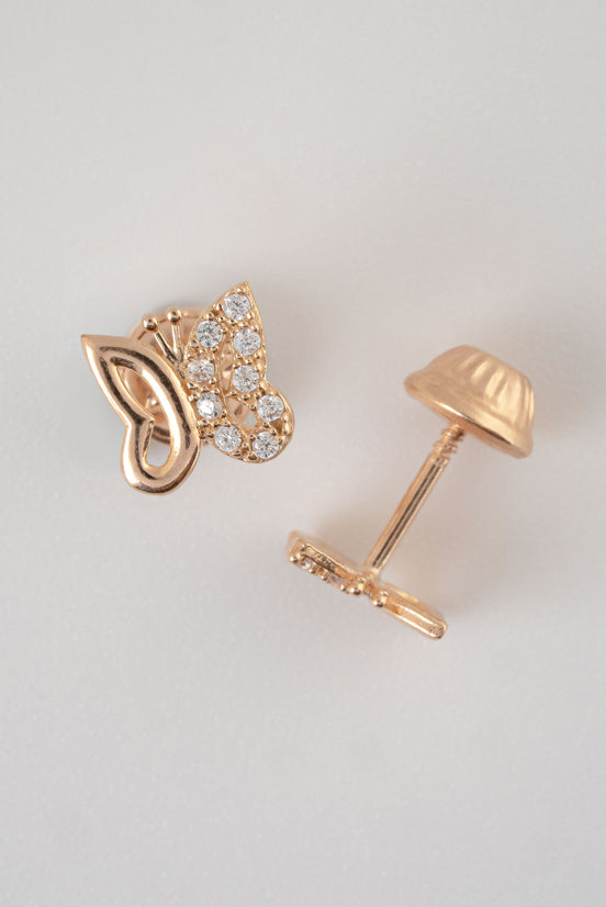 Topos Mariposa Circones Oro Rosado 18k /NA09 / M: 7 mm x 7 mm / P: 0,9 gr