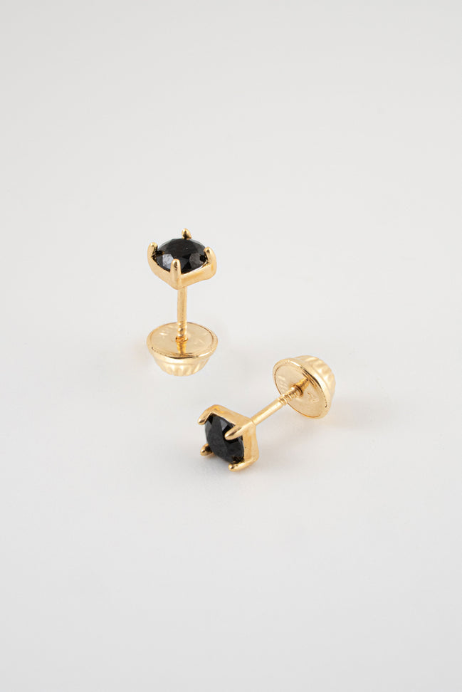 Topos Circon Negro Oro Amarillo 18k / NA160 / M: 4mm x 4 mm / P: 0,8 gr