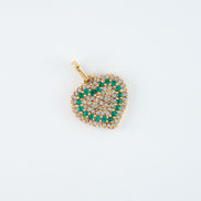 Dije Corazon Esmeraldas y Diamantes Oro Amarillo 18k /DED07 / M: 2 cms x 1,5 cms