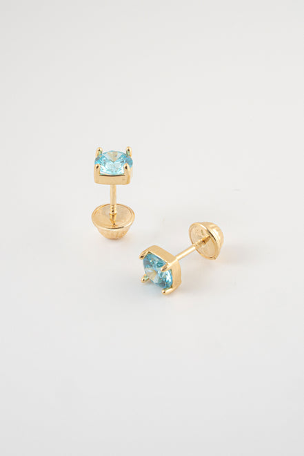 Topos Circon Azul Claro Oro Amarillo 18k / NA16 / M: 5 mm x 5 mm / P: 1,1 gr