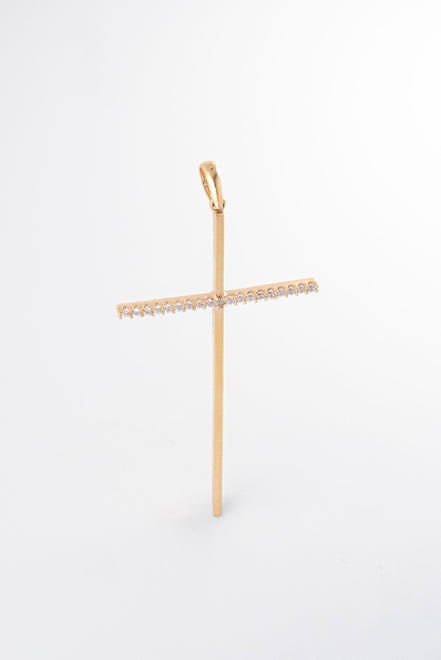 Dije Cruz Circones Blancos Oro Rosado 18k /NA102/ M: 5.5 cms x 2.6 cms / P: 2,5 gr