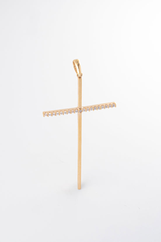 Dije Cruz Circones Blancos Oro Rosado 18k /NA102/ M: 5.5 cms x 2.6 cms / P: 2,5 gr