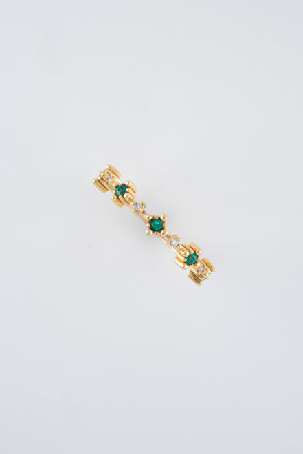 Anillo Esmeralda y Diamantes Oro Amarillo 18k / AED03 / T: 6 / E: 0,13 quilates -D:0,04 quilates