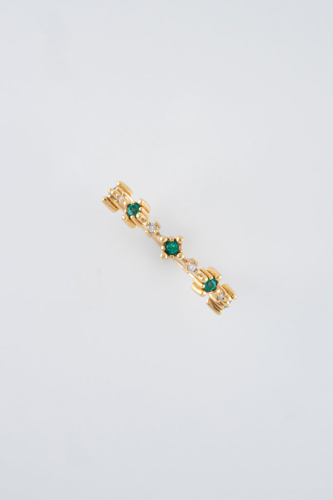 Anillo Esmeralda y Diamantes Oro Amarillo 18k / AED03 / T: 6 / E: 0,13 quilates -D:0,04 quilates