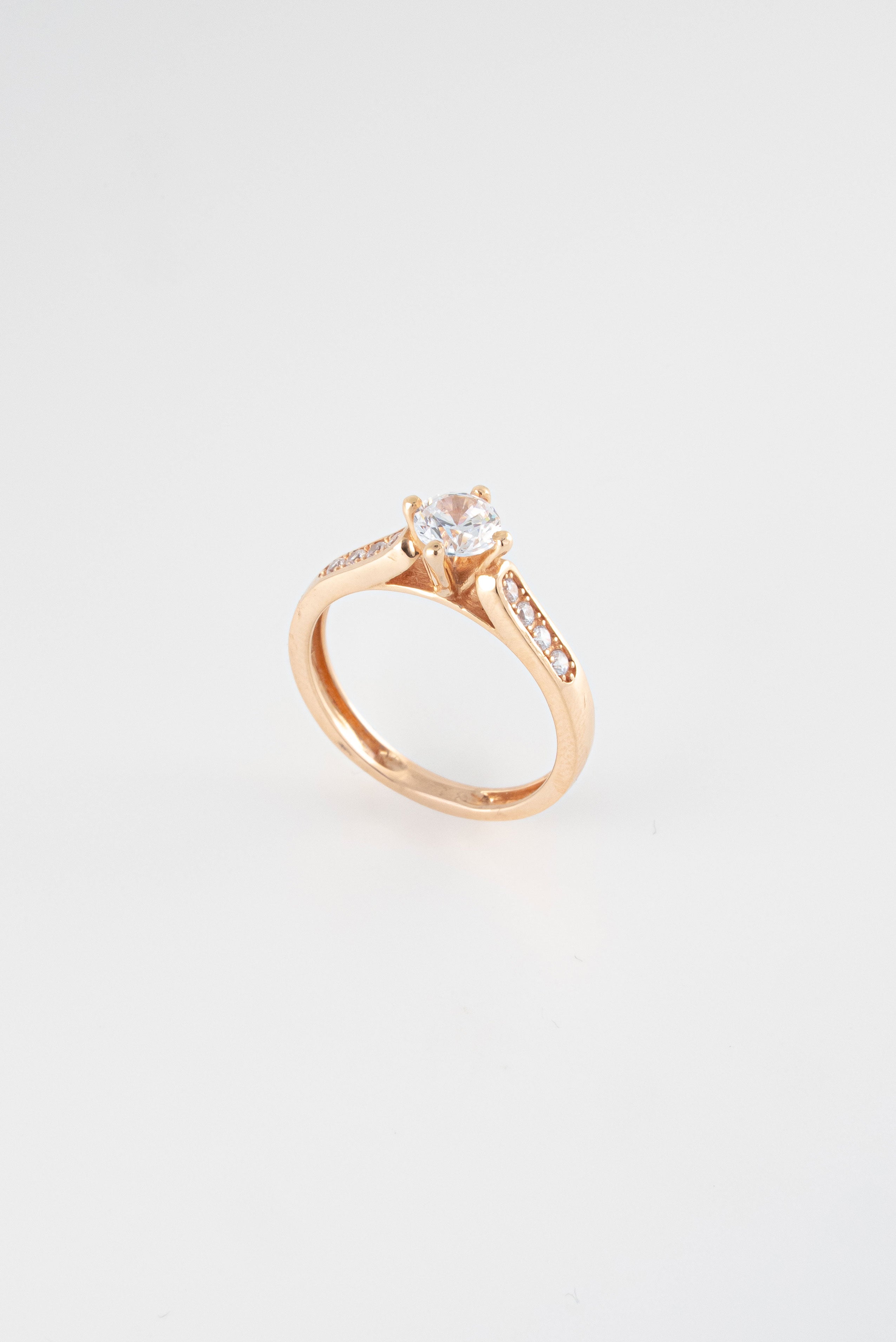 Anillo Compromiso Oro Rosado 18k Circones / NA64 / T: 6 / P: 2,8 gr