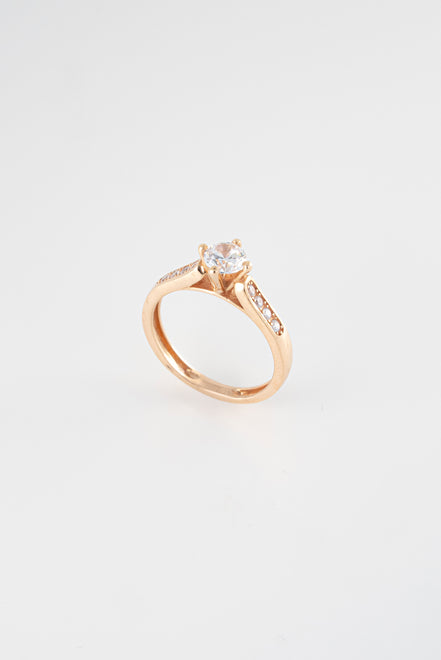 Anillo Compromiso Oro Rosado 18k Circones / NA64 / T: 6 / P: 2,8 gr