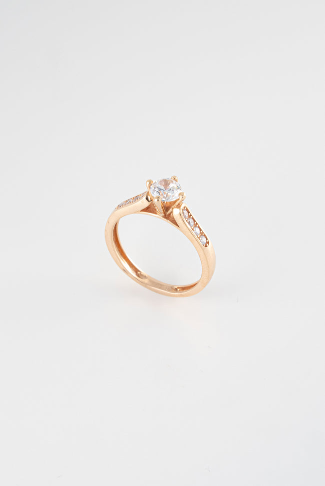 Anillo Compromiso Oro Rosado 18k Circones / NA64 / T: 6 / P: 2,8 gr