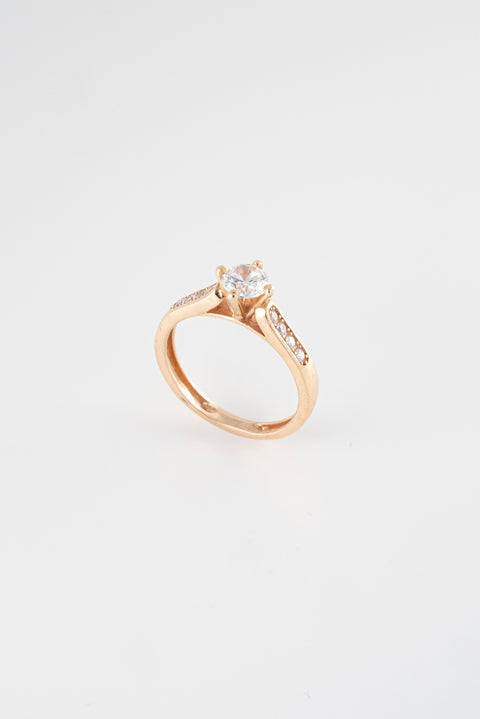 Anillo Compromiso Oro Rosado 18k Circones / NA64 / T: 6 / P: 2,8 gr