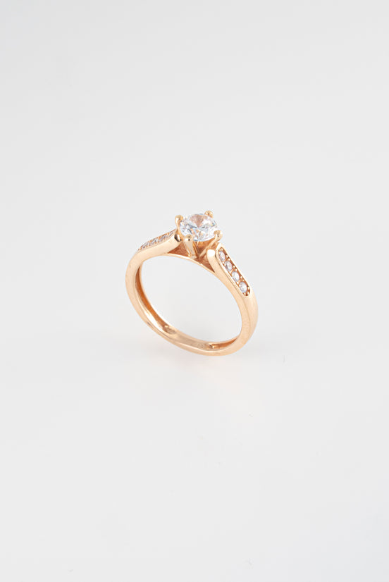 Anillo Compromiso Oro Rosado 18k Circones / NA64 / T: 6 / P: 2,8 gr