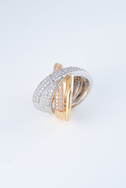 Anillo Tres Oros (Amarillo- Rosado- Blanco) 18k Circones / NA49 / T: 7 / P: 11,2 gr