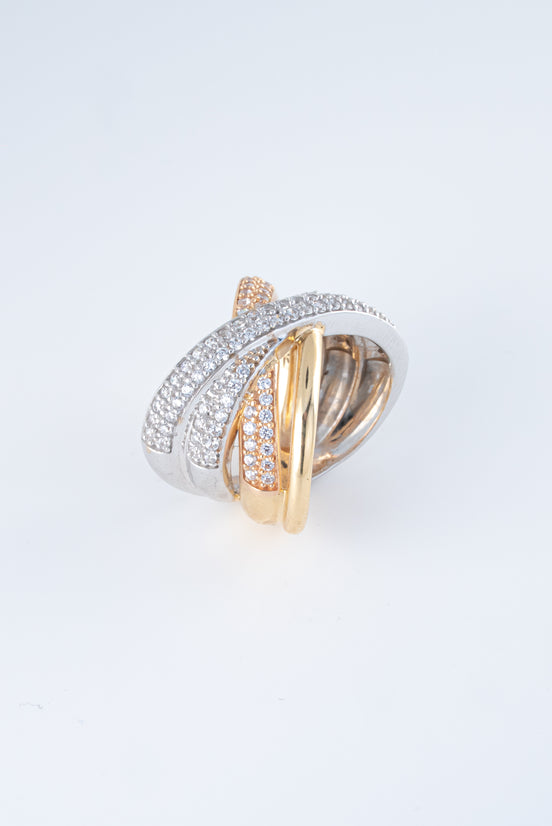 Anillo Tres Oros (Amarillo- Rosado- Blanco) 18k Circones / NA49 / T: 7 / P: 11,2 gr