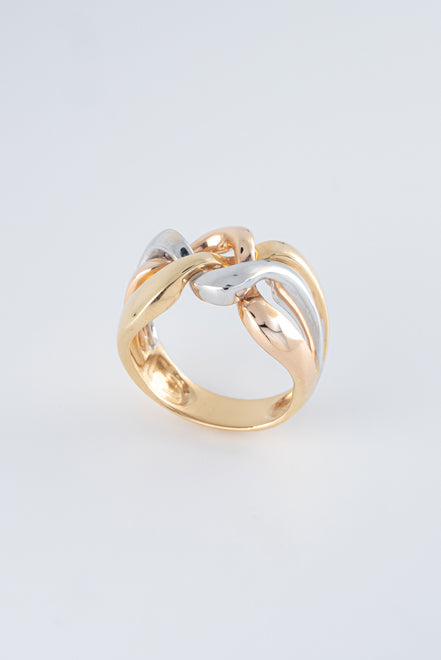Anillo Liso Tres Oros (Amarillo- Rosado- Blanco) 18k / NA49 / T: 7 / P: 8,8 gr