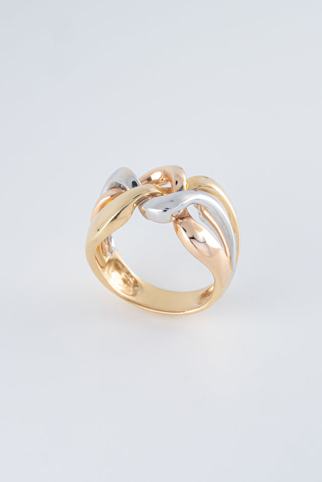 Anillo Liso Tres Oros (Amarillo- Rosado- Blanco) 18k / NA49 / T: 7 / P: 8,8 gr