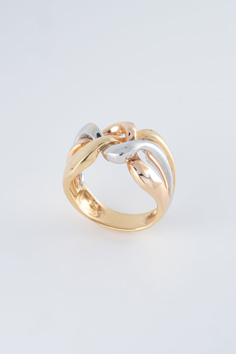 Anillo Liso Tres Oros (Amarillo- Rosado- Blanco) 18k / NA49 / T: 7 / P: 8,8 gr