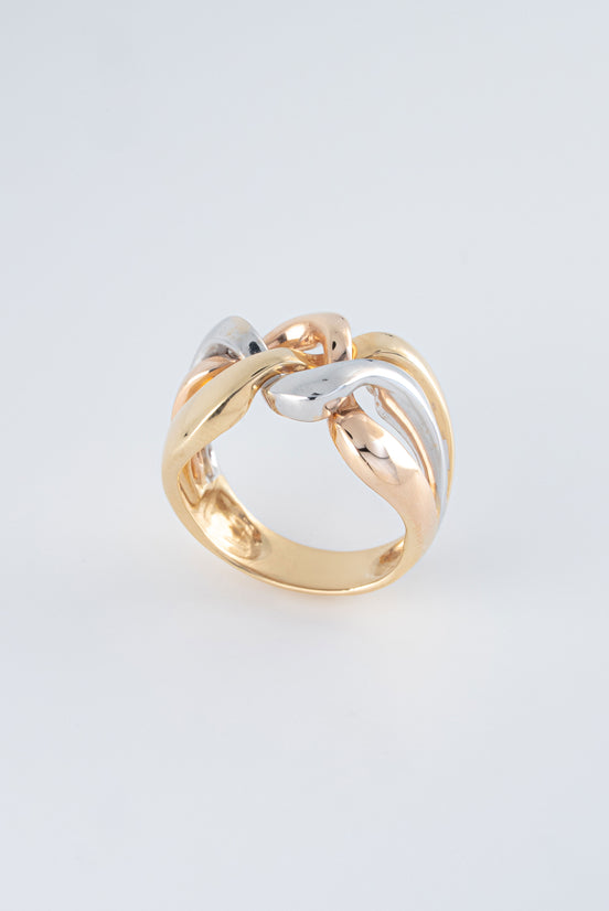 Anillo Liso Tres Oros (Amarillo- Rosado- Blanco) 18k / NA49 / T: 7 / P: 8,8 gr