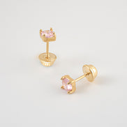 Topos Circon Rosado Oro Amarillo 18k / NA160/ M: 4 mm x 4 mm / P: 0,8 gr