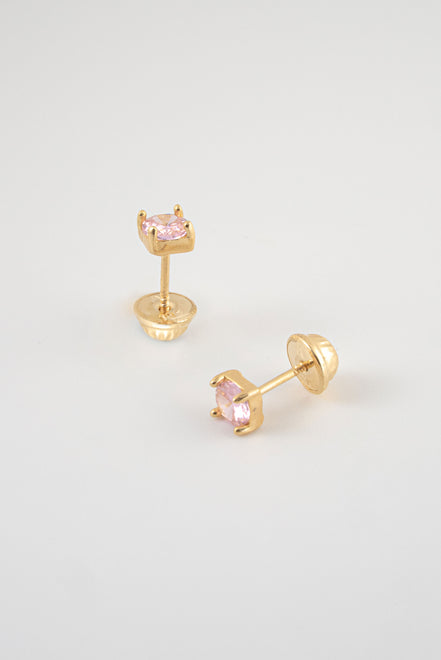 Topos Circon Rosado Oro Amarillo 18k / NA160/ M: 4 mm x 4 mm / P: 0,8 gr