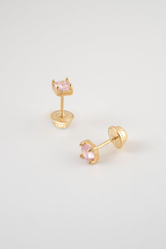Topos Circon Rosado Oro Amarillo 18k / NA160/ M: 4 mm x 4 mm / P: 0,8 gr