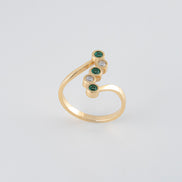 Anillo Esmeralda y Diamantes Oro Amarillo 18k /AED37/ T: 6 / E:0.13 quilates - D:0.07 quilates